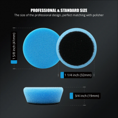 SPTA 5Pack 1Inch /2Inch T60 Blue Moderate-Cut Foam Polishing Pad For DA/RO Car Polisher To Remove Light Cutting Pad ,Remove 2000# Sanding Disc Marks ,Fine Scratches & Light Oxidation High-Cut Foam Pad For Car Detailing, Tight Areas and Small Spaces