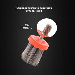SPTA 1 inch Mini Brush for Mini Car Polisher, Black and Grey Car Detail Brush Made With PP Bristle For Home & Carpet & Office & More, Detailing Brush With M6 Thread For Car Carpet Floor Mats, Kitchen, Bathroom