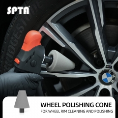 SPTA Grey M14 Polishing Cone, Car Wheel Hub Rotary Poliher Buffing Sponge Pads , Polishing Ball,Car Buffers and Polishers Cone Pad for Drill, Attaches to Rotary Tool