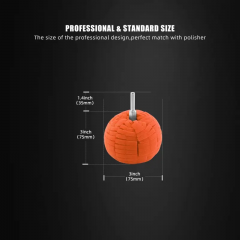 SPTA Orange Detailing Polishing Ball,Ball Buffing Polishing Pads 3 Inch Fine Cut Sponge Car Wheel Polishers Detail Polisher Tool ,Car Hub Polishing Sponge Pad with 1/4