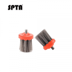 SPTA 1 inch Mini Brush for Mini Car Polisher, Black and Grey Car Detail Brush Made With PP Bristle For Home & Carpet & Office & More, Detailing Brush With M6 Thread For Car Carpet Floor Mats, Kitchen, Bathroom