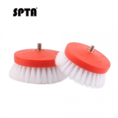 SPTA 3 inch Mini Brush for Car Polisher , Orange and White Car Detail Brush Made With PP Bristle For Home & Carpet & Office & More, Detailing Brush With Thread 5/16-24 For Car Carpet Floor Mats, Kitchen, Bathroom