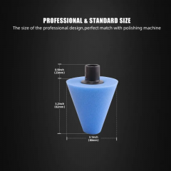 SPTA Blue M14 Polishing Cone, Car Wheel Hub Rotary Poliher Buffing Sponge Pads , Polishing Ball,Car Buffers and Polishers Cone Pad for Drill, Attaches to Rotary Tool