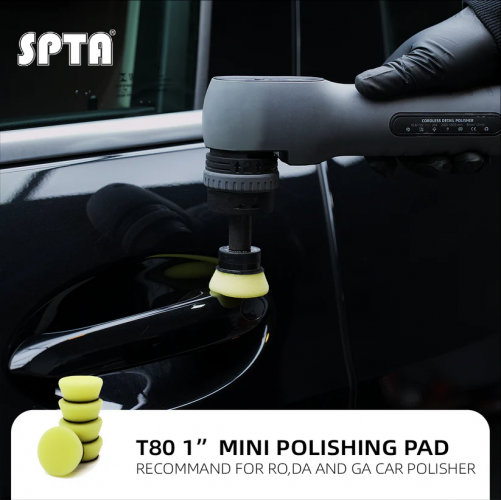 SPTA 5Pack 1Inch /2Inch T80 Intensive Cutting Swirl-Free Foam Polishing Pad For DA/RO/GA Car Buffer Polisher To Remove 1500/2000# sanding disc marks, swirl marks & heavy/medium oxidation For Car Detailing, Tight Areas and Small Spaces