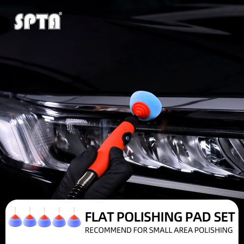 SPTA Mini Polishing Pads Set,5pcs Blue Flexible Shaft Flat Polishing Pads Set,Car Detailing Pads For Small Area for Flexible Shaft & DrillAttachment