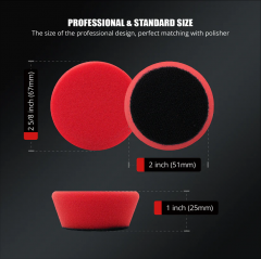 SPTA 5Pack 1Inch /2Inch T10 Ultra-Fine Finishing Foam Polishing Pad Swirl-Free, Gloss Finish Polish Pad For DA/RO Car Polisher To Remove Light Cutting Pad ,Remove Car Wash Scratches & Ultra-Fine Swirl Marks For Car Detailing, Tight Areas and Small Spaces