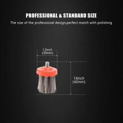 SPTA 1 inch Mini Brush for Mini Car Polisher, Black and Grey Car Detail Brush Made With PP Bristle For Home & Carpet & Office & More, Detailing Brush With M6 Thread For Car Carpet Floor Mats, Kitchen, Bathroom