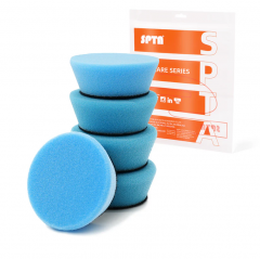 SPTA 5Pack 1Inch /2Inch T60 Blue Moderate-Cut Foam Polishing Pad For DA/RO Car Polisher To Remove Light Cutting Pad ,Remove 2000# Sanding Disc Marks ,Fine Scratches & Light Oxidation High-Cut Foam Pad For Car Detailing, Tight Areas and Small Spaces
