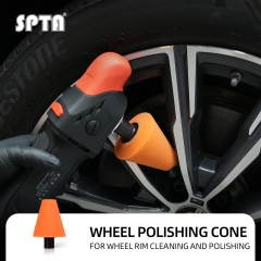 SPTA Orange M14 Polishing Cone, Car Wheel Hub Rotary Poliher Buffing Sponge Pads , Polishing Ball,Car Buffers and Polishers Cone Pad for Drill, Attaches to Rotary Tool