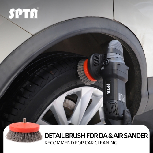SPTA 3 inch Mini Brush for Car Polisher , Orange and Grey Car Detail Brush Made With PP Bristle For Home & Carpet & Office & More, Detailing Brush With Thread 5/16-24 For Car Carpet Floor Mats, Kitchen, Bathroom