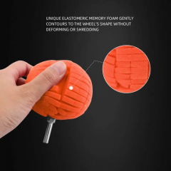 SPTA Orange Detailing Polishing Ball,Ball Buffing Polishing Pads 3 Inch Fine Cut Sponge Car Wheel Polishers Detail Polisher Tool ,Car Hub Polishing Sponge Pad with 1/4