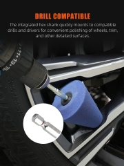 SPTA Blue 6mm Shank Polishing Cone, Car Wheel Hub Drill Buffing Sponge Pads , Polishing Ball,Car Buffers and Polishers Cone Pad for Drill, Attaches to Standard Household Drill