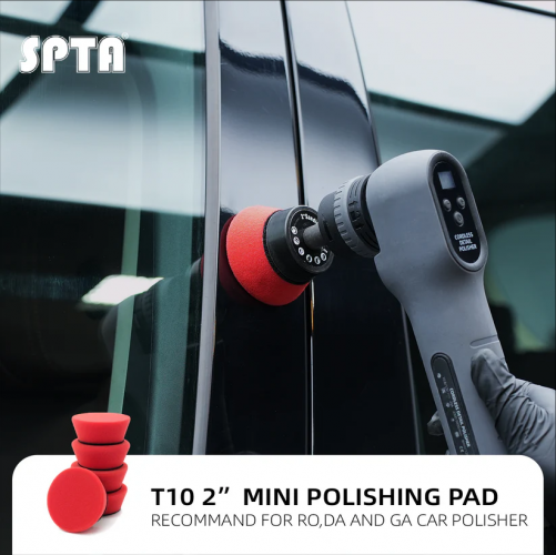SPTA 5Pack 1Inch /2Inch T10 Ultra-Fine Finishing Foam Polishing Pad Swirl-Free, Gloss Finish Polish Pad For DA/RO Car Polisher To Remove Light Cutting Pad ,Remove Car Wash Scratches & Ultra-Fine Swirl Marks For Car Detailing, Tight Areas and Small Spaces