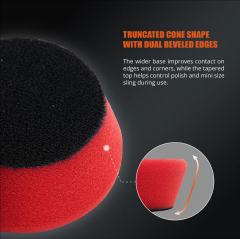 SPTA 5Pack 1Inch /2Inch T10 Ultra-Fine Finishing Foam Polishing Pad Swirl-Free, Gloss Finish Polish Pad For DA/RO Car Polisher To Remove Light Cutting Pad ,Remove Car Wash Scratches & Ultra-Fine Swirl Marks For Car Detailing, Tight Areas and Small Spaces