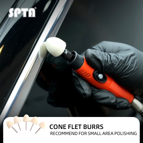 SPTA 5pcs Cone Felt Burrs,Bullet Shape Wool Felt Polishing Bits,Shank Wool Felt Buffing Polishing Cone Kits for Dremel Rotary Tools