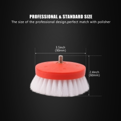 SPTA 3 inch Mini Brush for Car Polisher , Orange and White Car Detail Brush Made With PP Bristle For Home & Carpet & Office & More, Detailing Brush With Thread 5/16-24 For Car Carpet Floor Mats, Kitchen, Bathroom