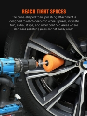 SPTA Orange 6mm Shank Polishing Cone, Car Wheel Hub Drill Buffing Sponge Pads , Polishing Ball,Car Buffers and Polishers Cone Pad for Drill, Attaches to Standard Household Drill