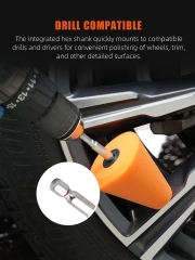 SPTA Orange 6mm Shank Polishing Cone, Car Wheel Hub Drill Buffing Sponge Pads , Polishing Ball,Car Buffers and Polishers Cone Pad for Drill, Attaches to Standard Household Drill