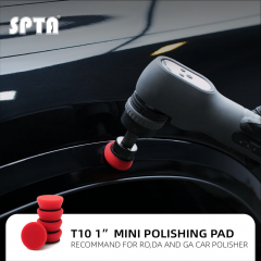 SPTA 5Pack 1Inch /2Inch T10 Ultra-Fine Finishing Foam Polishing Pad Swirl-Free, Gloss Finish Polish Pad For DA/RO Car Polisher To Remove Light Cutting Pad ,Remove Car Wash Scratches & Ultra-Fine Swirl Marks For Car Detailing, Tight Areas and Small Spaces