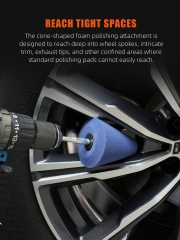 SPTA Blue 6mm Shank Polishing Cone, Car Wheel Hub Drill Buffing Sponge Pads , Polishing Ball,Car Buffers and Polishers Cone Pad for Drill, Attaches to Standard Household Drill