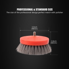 SPTA 3 inch Mini Brush for Car Polisher , Orange and Grey Car Detail Brush Made With PP Bristle For Home & Carpet & Office & More, Detailing Brush With Thread 5/16-24 For Car Carpet Floor Mats, Kitchen, Bathroom