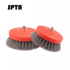SPTA 3 inch Mini Brush for Car Polisher , Orange and Grey Car Detail Brush Made With PP Bristle For Home & Carpet & Office & More, Detailing Brush With Thread 5/16-24 For Car Carpet Floor Mats, Kitchen, Bathroom