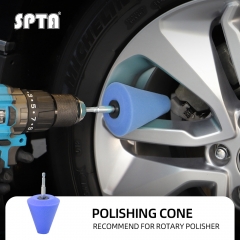 SPTA Blue 6mm Shank Polishing Cone, Car Wheel Hub Drill Buffing Sponge Pads , Polishing Ball,Car Buffers and Polishers Cone Pad for Drill, Attaches to Standard Household Drill