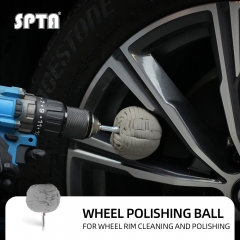 SPTA Grey Detailing Polishing Ball,Ball Buffing Polishing Pads 3 Inch Fine Cut Sponge Car Wheel Polishers Detail Polisher Tool ,Car Hub Polishing Sponge Pad with 1/4