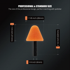 SPTA Mini Polishing Pads Set,5Pcs Orange 5mm Shank Flexible Shaft Cone Polishing Pads Set,Car Detailing Pads For Small Area for Flexible Shaft