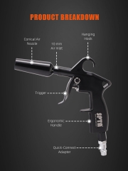 SPTA Air Blow Gun Car Interior Cleaning Gun High Pressure Car Detailing Cleaning Tool with Nozzle and Auto Detailing Dusting Brush for Quickly Blasts Dirt and Dust from Surface