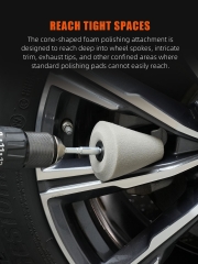 SPTA Gray 6mm Shank Polishing Cone, Car Wheel Hub Drill Buffing Sponge Pads , Polishing Ball,Car Buffers and Polishers Cone Pad for Drill, Attaches to Standard Household Drill