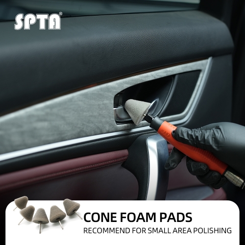 SPTA Mini Polishing Pads Set,5Pcs Gray Flexible Shaft Cone Polishing Pad Set,Car Detailing Pads For Small Area for Flexible Shaft & Drill Attachment