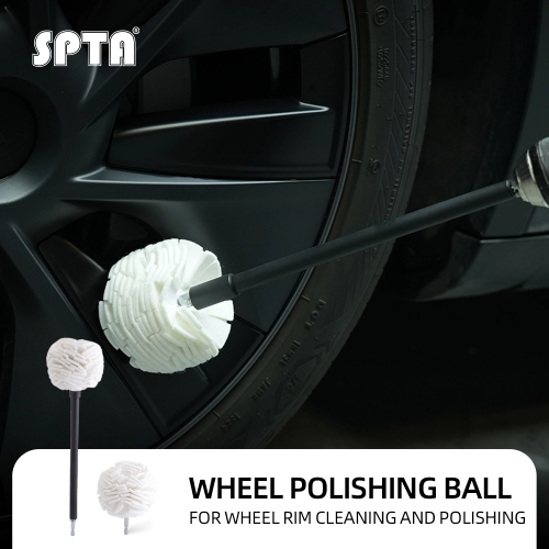 SPTA Wheel and Rim Polishing Ball, Auto Cone Metal Polish Buffing Polishing Ball, Drill Buffing Sponge Pads Buffing Wheel for Drill , Wool Buffing for Automotive Car Wheel Hub Care