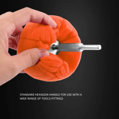 SPTA Orange Detailing Polishing Ball,Ball Buffing Polishing Pads 3 Inch Fine Cut Sponge Car Wheel Polishers Detail Polisher Tool ,Car Hub Polishing Sponge Pad with 1/4