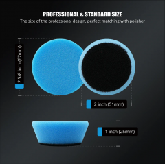 SPTA 5Pack 1Inch /2Inch T60 Blue Moderate-Cut Foam Polishing Pad For DA/RO Car Polisher To Remove Light Cutting Pad ,Remove 2000# Sanding Disc Marks ,Fine Scratches & Light Oxidation High-Cut Foam Pad For Car Detailing, Tight Areas and Small Spaces