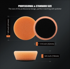 SPTA 5Pack 1Inch /2Inch T40 Orange Medium-Cut Foam Polishing Pad For DA/RO Car Polisher To Remove Light Cutting Pad ,Remove 2000# Sanding Disc Marks ,Fine Scratches & Light Oxidation High-Cut Foam Pad For Car Detailing, Tight Areas and Small Spaces