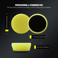 SPTA 5Pack 1Inch /2Inch T80 Intensive Cutting Swirl-Free Foam Polishing Pad For DA/RO/GA Car Buffer Polisher To Remove 1500/2000# sanding disc marks, swirl marks & heavy/medium oxidation For Car Detailing, Tight Areas and Small Spaces