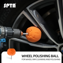 SPTA Orange Detailing Polishing Ball,Ball Buffing Polishing Pads 3 Inch Fine Cut Sponge Car Wheel Polishers Detail Polisher Tool ,Car Hub Polishing Sponge Pad with 1/4