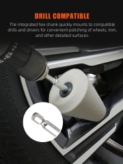SPTA Gray 6mm Shank Polishing Cone, Car Wheel Hub Drill Buffing Sponge Pads , Polishing Ball,Car Buffers and Polishers Cone Pad for Drill, Attaches to Standard Household Drill