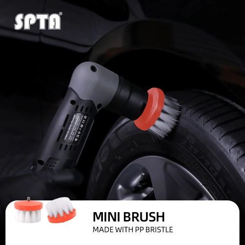 SPTA 2 inch Mini Brush for Mini Car Polisher, Black and White Car Detail Brush Made With PP Bristle For Home & Carpet & Office & More, Detailing Brush With M6 Thread For Car Carpet Floor Mats, Kitchen, Bathroom