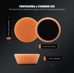 SPTA 5Pack 1Inch /2Inch T40 Orange Medium-Cut Foam Polishing Pad For DA/RO Car Polisher To Remove Light Cutting Pad ,Remove 2000# Sanding Disc Marks ,Fine Scratches & Light Oxidation High-Cut Foam Pad For Car Detailing, Tight Areas and Small Spaces