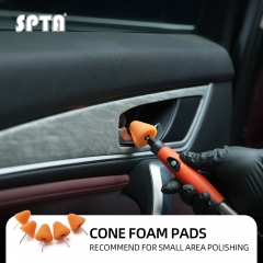 SPTA Mini Polishing Pads Set,5Pcs Orange Flexible Shaft Cone Polishing Pad Set,Car Detailing Pads For Small Area for Flexible Shaft & Drill Attachment