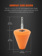 SPTA Orange 6mm Shank Polishing Cone, Car Wheel Hub Drill Buffing Sponge Pads , Polishing Ball,Car Buffers and Polishers Cone Pad for Drill, Attaches to Standard Household Drill