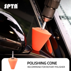 SPTA Orange 6mm Shank Polishing Cone, Car Wheel Hub Drill Buffing Sponge Pads , Polishing Ball,Car Buffers and Polishers Cone Pad for Drill, Attaches to Standard Household Drill