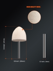 SPTA 5pcs Cone Felt Burrs,Bullet Shape Wool Felt Polishing Bits,Shank Wool Felt Buffing Polishing Cone Kits for Dremel Rotary Tools