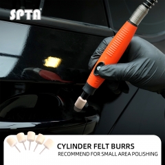 SPTA 5pcs Cylinder Felt Burrs, Wool Felt Mounted Mandrel Points 22mm Head ,3mm Shank Cylinder Polishing Bits Burrs Felt Polishing Buffing Wheel for Rotary Tool
