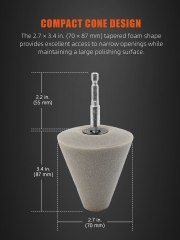 SPTA Gray 6mm Shank Polishing Cone, Car Wheel Hub Drill Buffing Sponge Pads , Polishing Ball,Car Buffers and Polishers Cone Pad for Drill, Attaches to Standard Household Drill