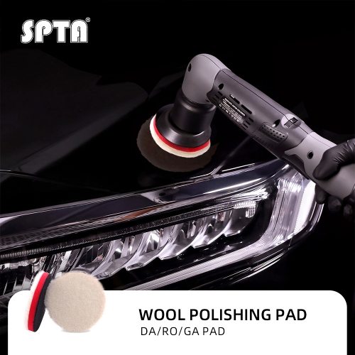 SPTA 2Pack 3Inch Japanese Wool Polishing Pad, T120 Heavy Cut Wool Pad to Remove 1200#/1500# Sanding Disc Marks, Deep Scratches, Orange Peel and Heavy Oxidation for Automotive, Car, RV, Motorbike & Boat