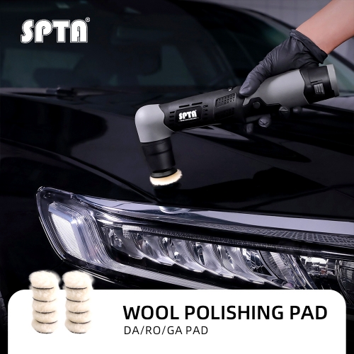 SPTA 10Pack 1Inch Wool Polishing Pad, T160 White Heavy Cut Wool Pad to Remove 1200#/1500# Sanding Disc Marks, Deep Scratches, Orange Peel and Heavy Oxidation for Automotive, Car, RV, Motorbike & Boat