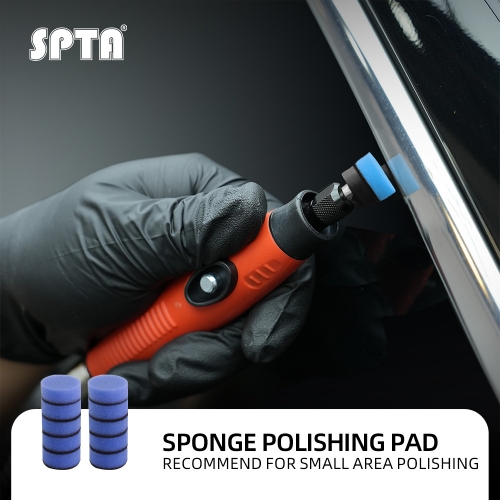 SPTA 10Pack 1Inch Blue Medium Cut Polishing Pad for Car Buffer Polisher Compound Polishing Sponge Pads Compounding, Polishing,Remove 1500#/2000# Sanding Marks For Car Detailing, Tight Areas and Small Spaces